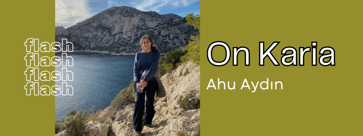 A horizontal green rectangular graphic with an image of the writer in front of mountains and a body of water. To the write, the title in large white letters outlined in black, and the writers name below. To the left, in white outlined bubble letters, 